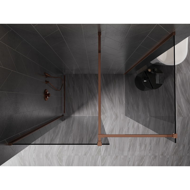 Mexen Kioto-X Walk-in Shower Wall 120 x 80 cm, Transparent 10 mm, Rose Gold - 800-120-202-60-00-080-X