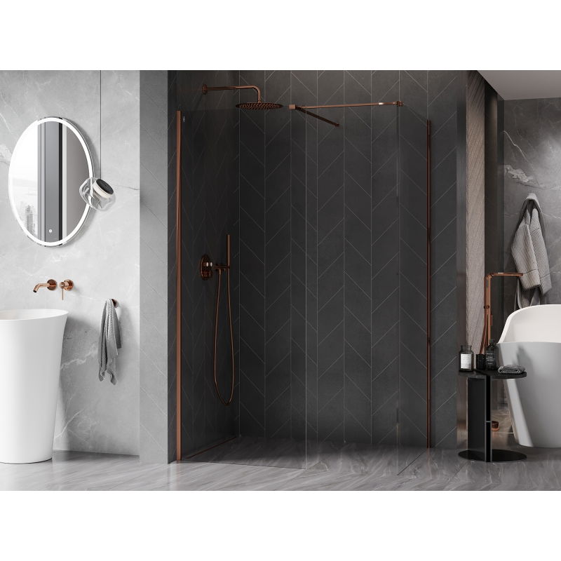 Mexen Kioto-X Walk-in Shower Wall 120 x 100 cm, Transparent 10 mm, Rose Gold - 800-120-202-60-00-100-X