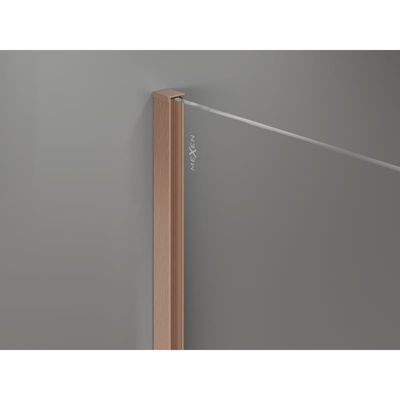 Mexen Kioto-X Walk-in Shower Wall 90 x 80 cm, Transparent 10 mm, Brushed Copper - 800-090-202-65-00-080-X