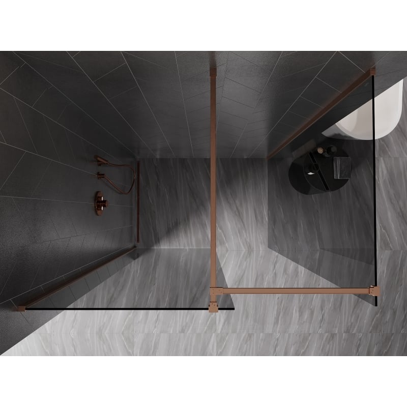 Mexen Kioto-X Walk-in Shower Screen 100 x 90 cm, Transparent 10 mm, Brushed Copper - 800-100-202-65-00-090-X