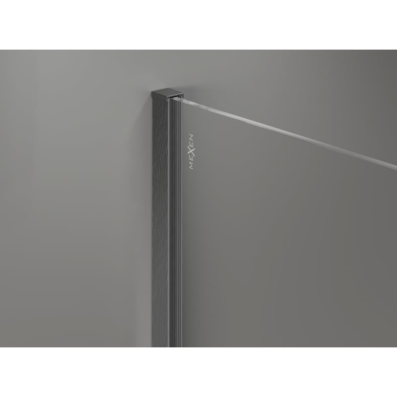 Mexen Kioto-X Walk-in Shower Screen 90 x 90 cm, Transparent 10 mm, Brushed Gun Gray - 800-090-202-66-00-090-X