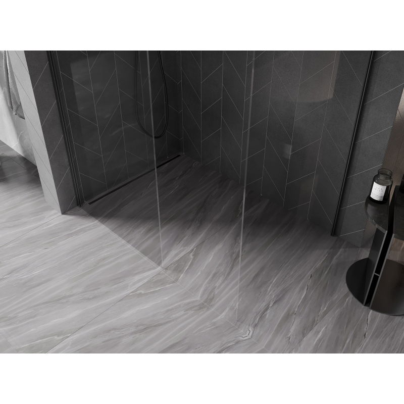 Mexen Kioto-X Walk-in Shower Wall 140 x 120 cm, Transparent 10 mm, Brushed Gun Gray - 800-140-202-66-00-120-X