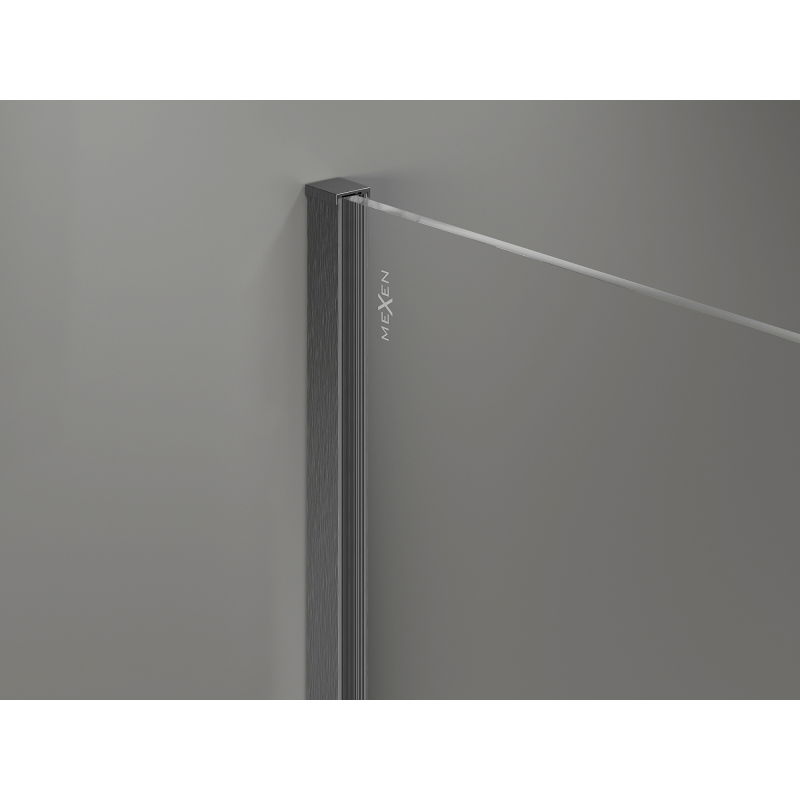 Mexen Kioto-X Walk-in Shower Wall 150 x 120 cm, transparent 10 mm, brushed gun gray - 800-150-202-66-00-120-X
