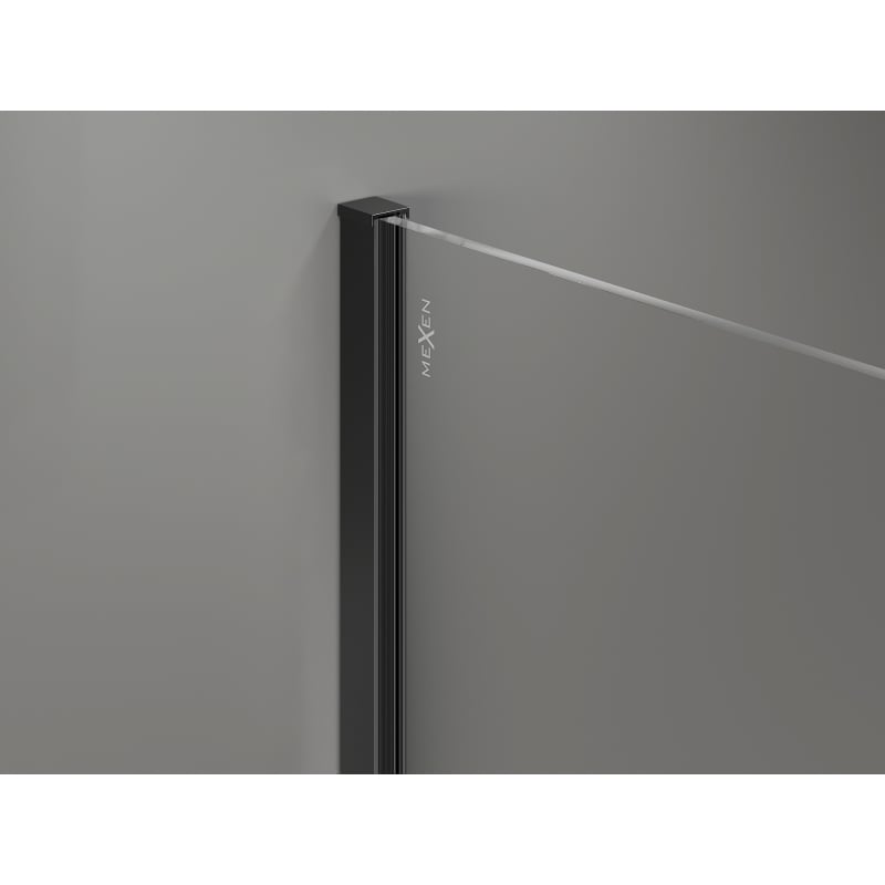 Mexen Kioto-X Walk-in Shower Wall 100 x 90 cm, Transparent 10 mm, Black - 800-100-202-70-00-090-X