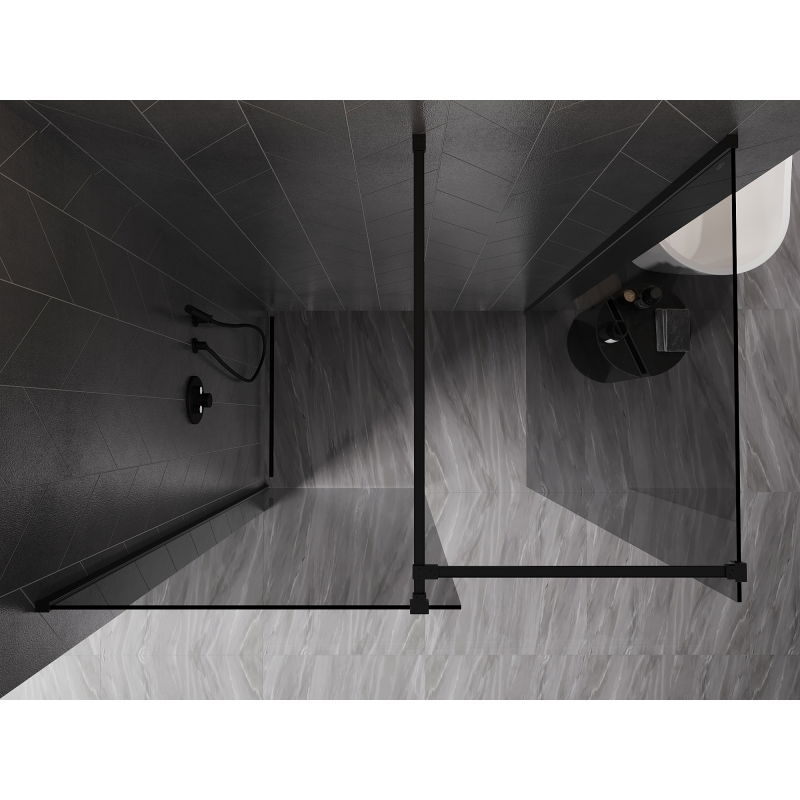 Mexen Kioto-X Walk-in Shower Wall 110 x 90 cm, Transparent 10 mm, Black - 800-110-202-70-00-090-X