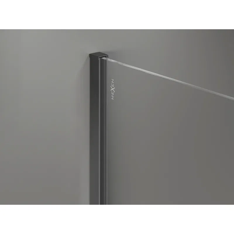 Mexen Kioto-X Walk-in Shower Wall 90 x 70 cm, Transparent 10 mm, Gun Metal - 800-090-202-95-00-070-X