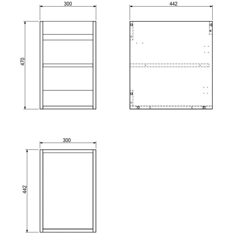 Mexen Box-A Cabinet Body for Under-Sink 30 cm, High Gloss White - 91AX1-0300-470-1-00