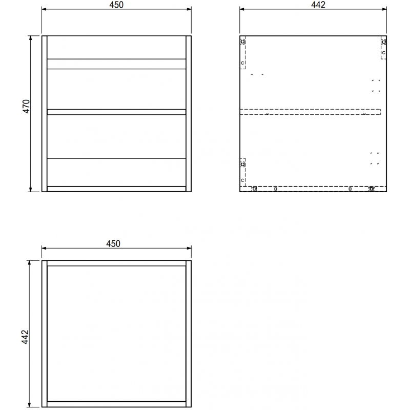 Mexen Box-A Cabinet Body for Washbasin 45 cm, White Gloss - 91AX1-0450-470-1-00