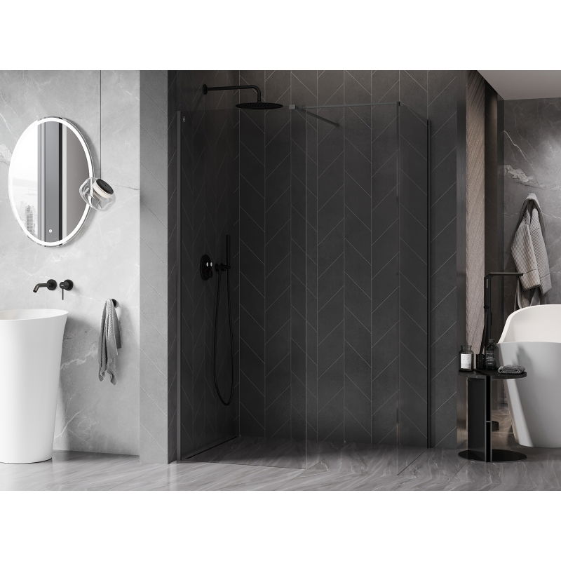 Mexen Kioto-X Walk-in Shower Wall 140 x 100 cm, Transparent 10 mm, Gun Metal - 800-140-202-95-00-100-X