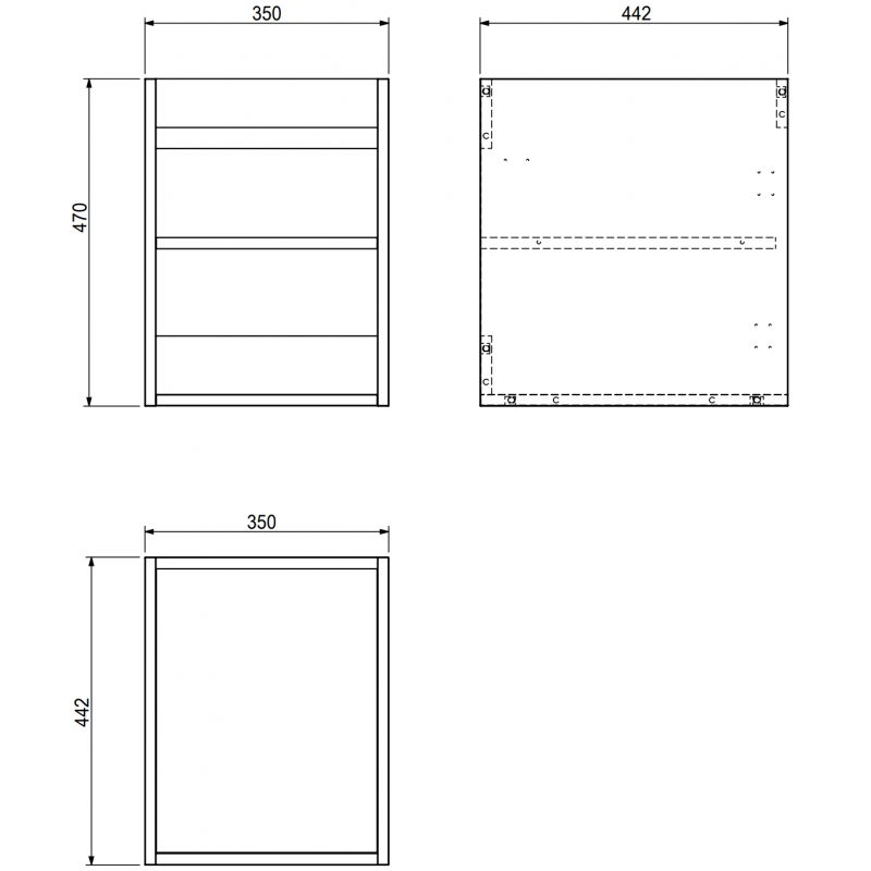 Mexen Box-A 35 cm Vanity Cabinet Body, Black Gloss - 91AX1-0350-470-1-70