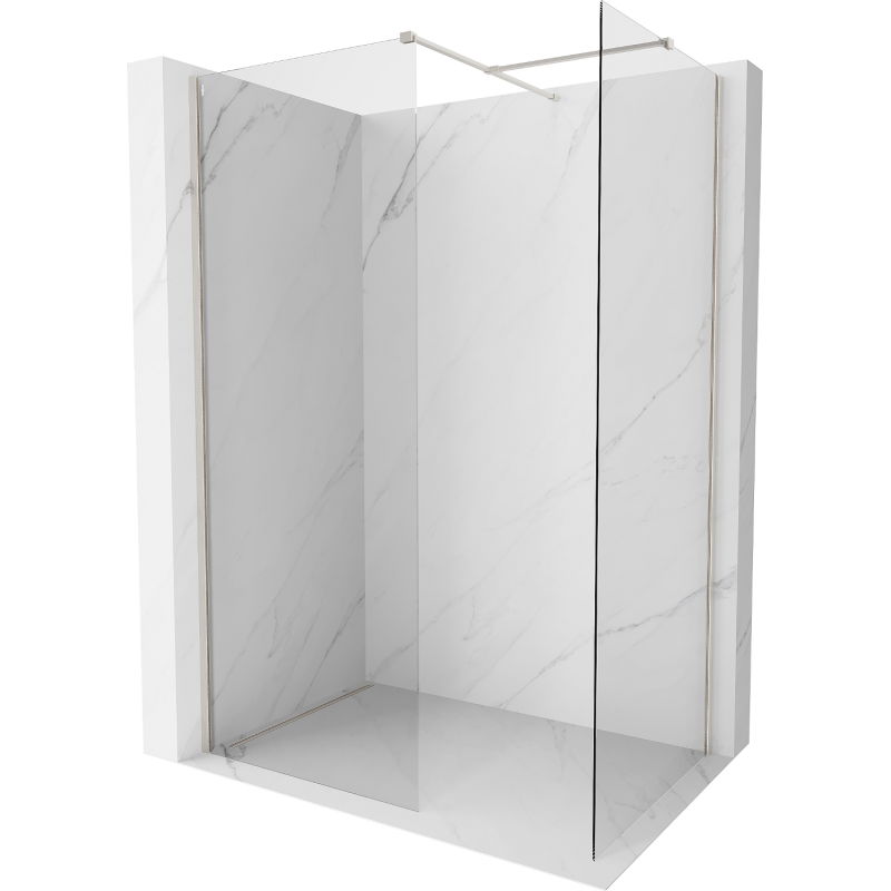 Mexen Kioto-X Walk-in Shower Screen 130 x 80 cm, Transparent 10 mm, Brushed Nickel - 800-130-202-97-00-080-X