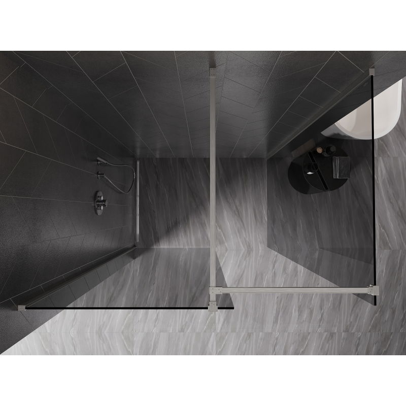 Mexen Kioto-X Walk-in Shower Wall 90 x 90 cm, Transparent 10 mm, Brushed Nickel - 800-090-202-97-00-090-X
