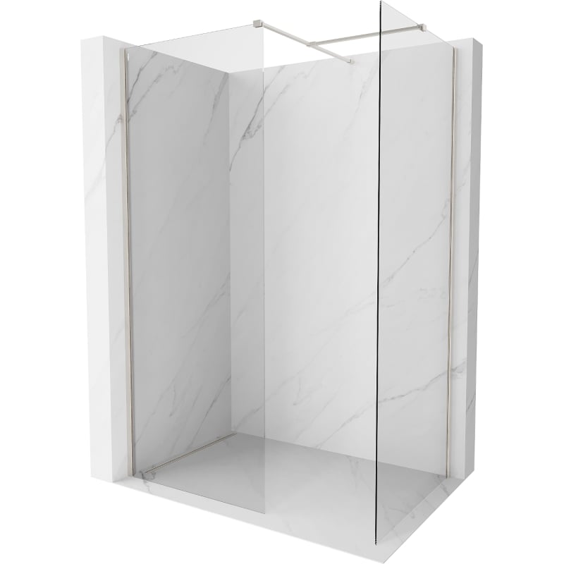 Mexen Kioto-X Walk-in shower wall 140 x 100 cm, transparent 10 mm, brushed nickel - 800-140-202-97-00-100-X