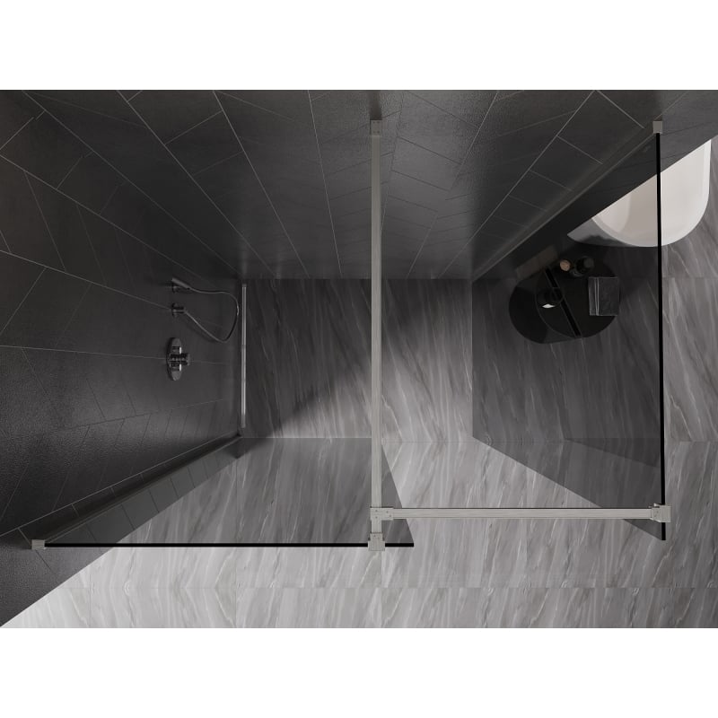 Mexen Kioto-X Walk-in shower wall 140 x 100 cm, transparent 10 mm, brushed nickel - 800-140-202-97-00-100-X