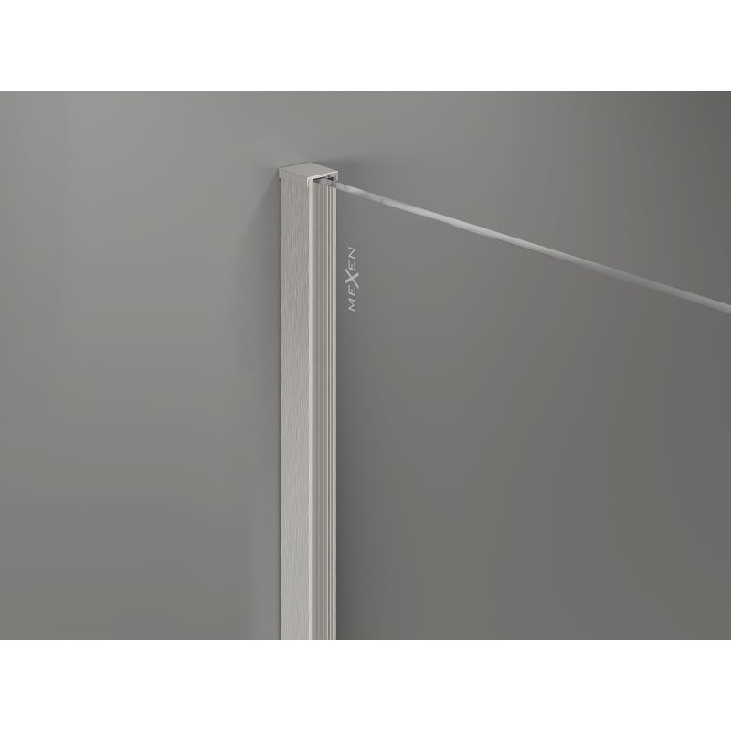 Mexen Kioto-X Walk-in shower wall 140 x 100 cm, transparent 10 mm, brushed nickel - 800-140-202-97-00-100-X