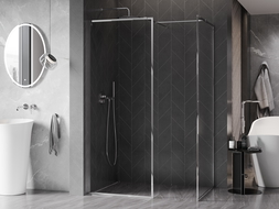 Mexen Kioto-XF Walk-in Shower Screen with Frame 140 x 100 cm, Clear 10 mm, Chrome - 800-140-202-04-00-100-XF