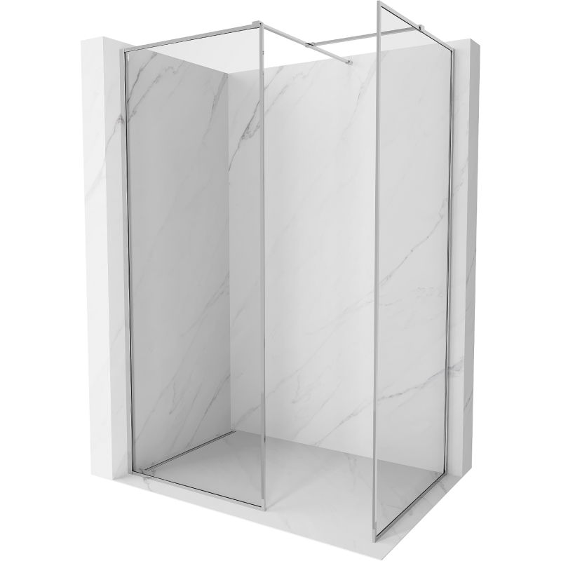 Mexen Kioto-XF Walk-in Shower Wall with Frame 140 x 120 cm, Transparent 10 mm, Chrome - 800-140-202-04-00-120-XF