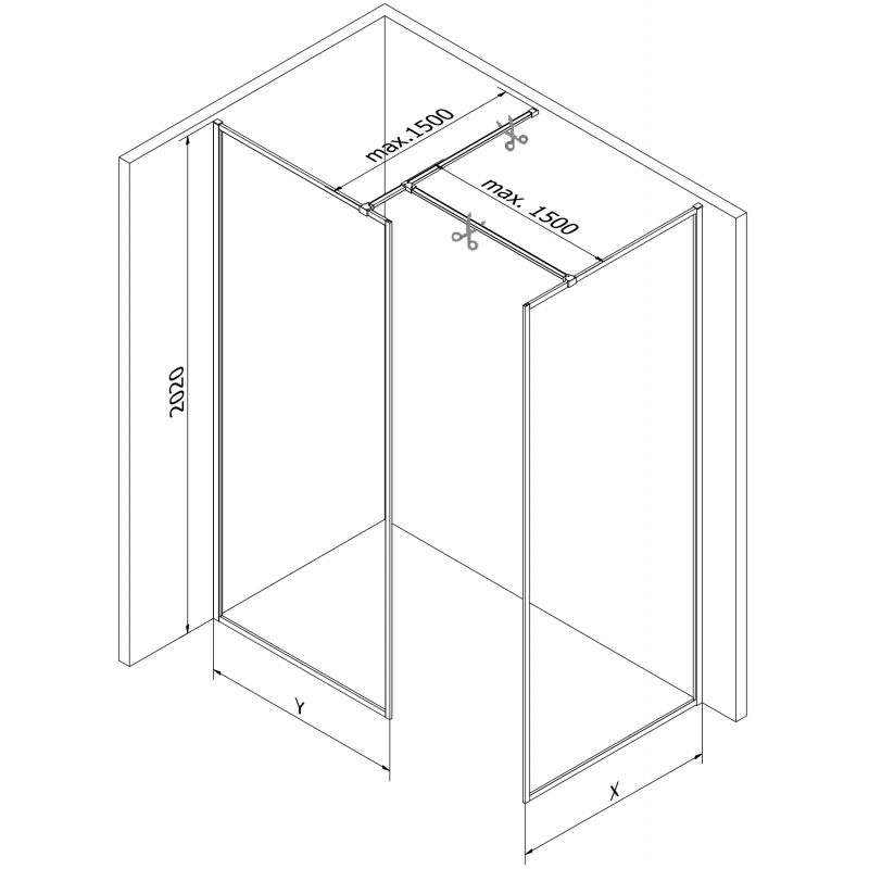 Mexen Kioto-XF Walk-in Shower Wall with Frame 80 x 70 cm, Transparent 10 mm, White - 800-080-202-04-20-070-XF