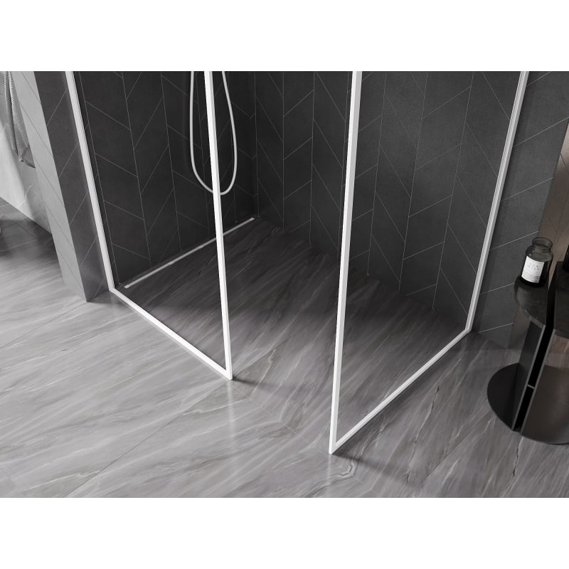 Mexen Kioto-XF Walk-in Shower Wall with Frame 110 x 80 cm, Transparent 10 mm, White - 800-110-202-04-20-080-XF