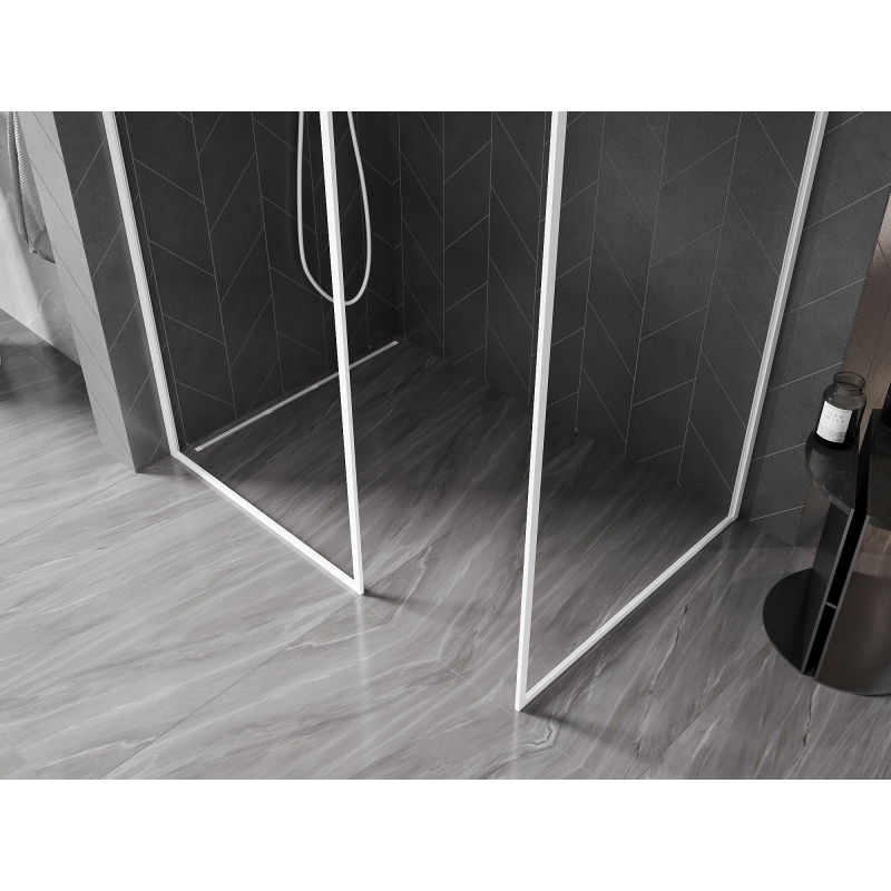 Mexen Kioto-XF Walk-in Shower Wall with Frame 130 x 110 cm, Transparent 10 mm, White - 800-130-202-04-20-110-XF