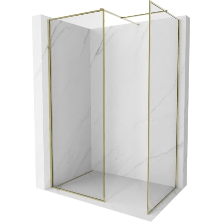 Mexen Kioto-XF Walk-in Shower Wall with Frame 70 x 70 cm, Transparent 10 mm, Gold - 800-070-202-04-50-070-XF