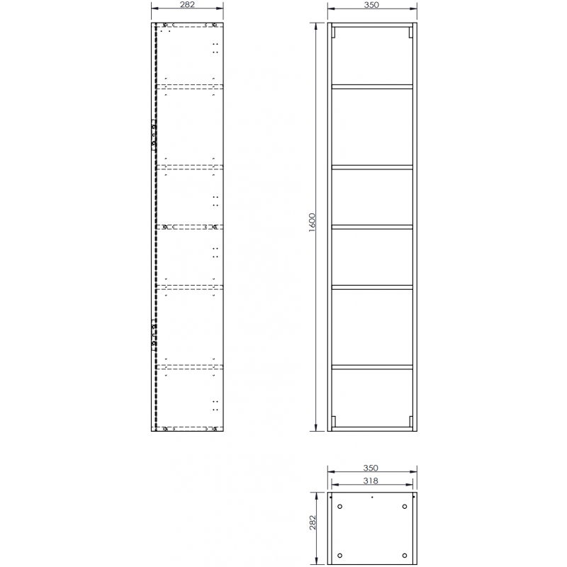 Mexen Box-A bathroom cabinet body 35 cm, matte graphite - 91AX1-1600-300-1-66
