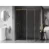 Mexen Kioto-XF Walk-in Shower Panel with Frame 70 x 70 cm, Transparent 10 mm, Brushed Gold - 800-070-202-04-55-070-XF