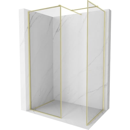 Mexen Kioto-XF Walk-in Shower Wall with Frame 140 x 80 cm, Transparent 10 mm, Brushed Gold - 800-140-202-04-55-080-XF