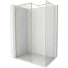 Mexen Kioto-XF Walk-in Shower Wall with Frame 100 x 90 cm, Clear 10 mm, Brushed Gold - 800-100-202-04-55-090-XF