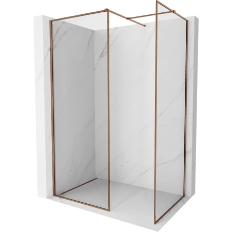Mexen Kioto-XF Walk-in Shower Wall with Frame 140 x 80 cm, Transparent 10 mm, Rose Gold - 800-140-202-04-60-080-XF