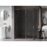 Mexen Kioto-XF Walk-in Shower Wall with Frame 140 x 80 cm, Transparent 10 mm, Rose Gold - 800-140-202-04-60-080-XF