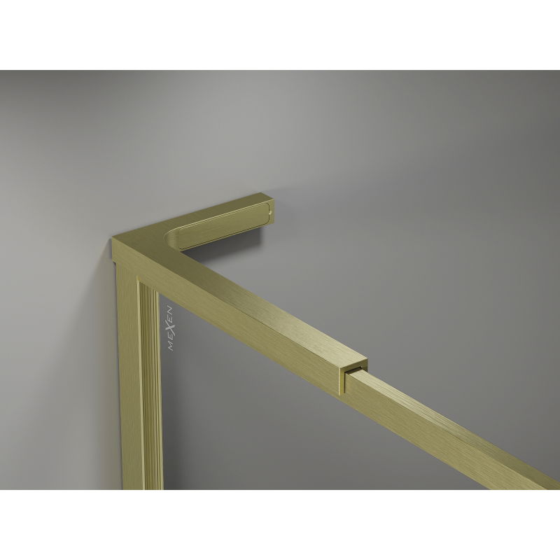 Mexen Kioto-F L Walk-in Shower Wall with Frame 80 x 202 cm, Transparent 8 mm, Brushed Gold - 800-080-174-55-00