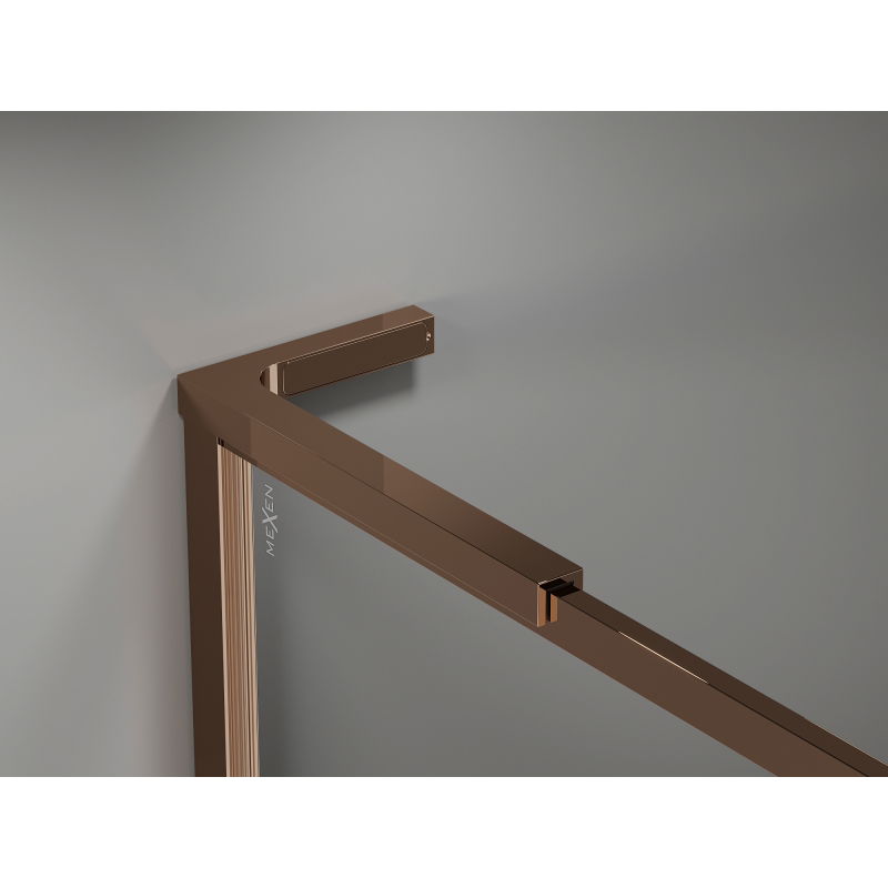 Mexen Kioto-XF L Walk-in Shower Wall with Frame 80 x 202 cm, Transparent 10 mm, Rose Gold - 800-080-174-60-00-XF