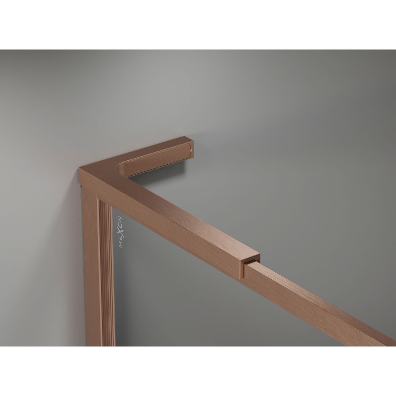 Mexen Kioto-XF L Walk-in Shower Screen with Frame 70 x 202 cm, Transparent 10 mm, Brushed Copper - 800-070-174-65-00-XF