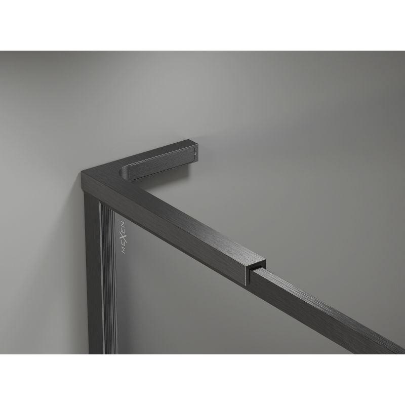 Mexen Kioto-XF L Walk-in Shower Wall with Frame 100x202 cm, Transparent 10 mm, Brushed Gun Gray - 800-100-174-66-00-XF