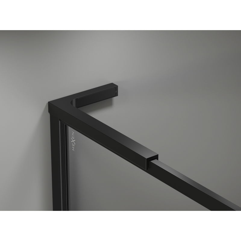 Mexen Kioto-XF L Walk-in Shower Wall with Frame 120 x 202 cm, Transparent 10 mm, Black - 800-120-174-70-00-XF