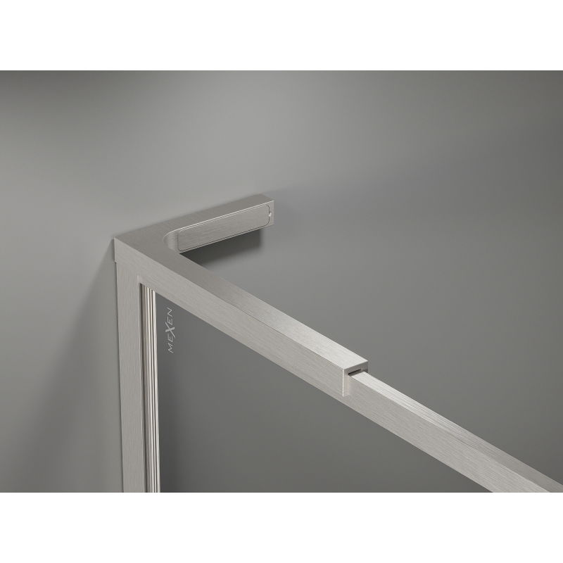 Mexen Kioto-XF L Walk-in Shower Wall with Frame 100 x 202 cm, Transparent 10 mm, Brushed Nickel - 800-100-174-97-00-XF