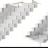 Mexen Kioto-XF Walk-in Shower Wall with Frame 140 x 120 cm, Transparent 10 mm, Rose Gold - 800-140-202-04-60-120-XF