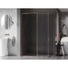 Mexen Kioto-XF Walk-in Shower Wall with Frame 80 x 80 cm, Transparent 10 mm, Brushed Copper - 800-080-202-04-65-080-XF