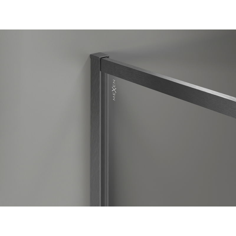 Mexen Kioto-XF Walk-in Shower Screen with Frame 140x70 cm, Transparent 10 mm Gun Gray Brushed - 800-140-202-04-66-070-XF