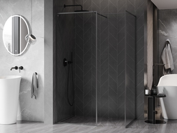 Mexen Kioto-XF Walk-in Shower Wall with Frame 140x90 cm, Transparent 10 mm Gun Gray Brushed - 800-140-202-04-66-090-XF