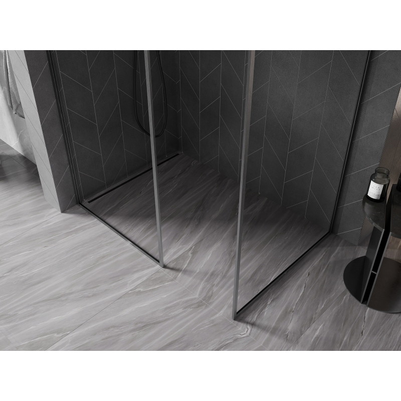 Mexen Kioto-XF Walk-in Shower Wall with Frame 130x100 cm Transparent 10 mm Gun Gray Brushed - 800-130-202-04-66-100-XF