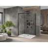 Mexen Omega extendable shower cubicle 120 x 70 cm, Transparent, Black + shower tray Flat, White - 825-120-070-70-00-4010B