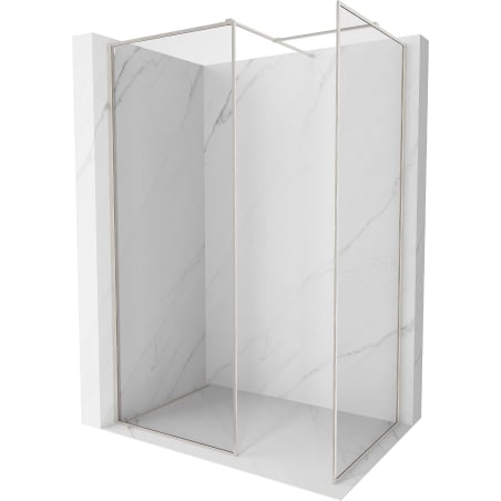 Mexen Kioto-XF Walk-in Shower Wall with Frame 80 x 80 cm, Transparent 10 mm, Brushed Nickel - 800-080-202-04-97-080-XF