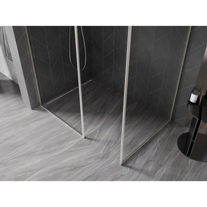 Mexen Kioto-XF Walk-in Shower Wall with Frame 120x100 cm, Transparent 10 mm, Brushed Nickel - 800-120-202-04-97-100-XF