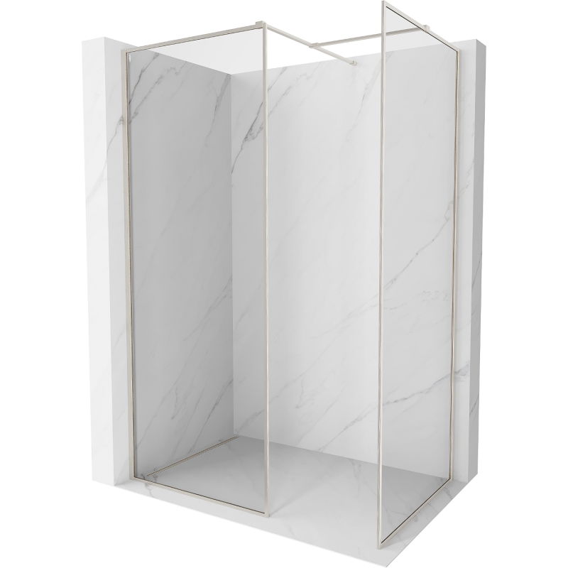 Mexen Kioto-XF Walk-in Shower Screen with Frame 140x110 cm, Transparent 10 mm, Brushed Nickel - 800-140-202-04-97-110-XF