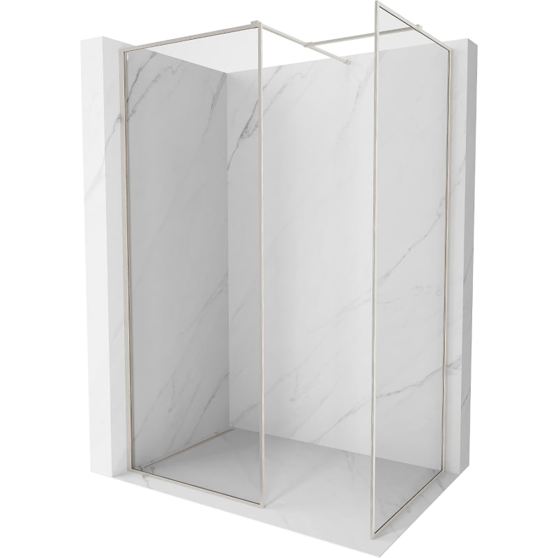 Mexen Kioto-XF Walk-in Shower Wall with Frame 150x110 cm, Transparent 10 mm, Brushed Nickel - 800-150-202-04-97-110-XF