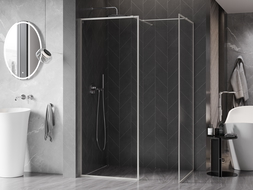 Mexen Kioto-XF Walk-in Shower Wall with Frame 130x120 cm, Transparent 10 mm, Brushed Nickel - 800-130-202-04-97-120-XF
