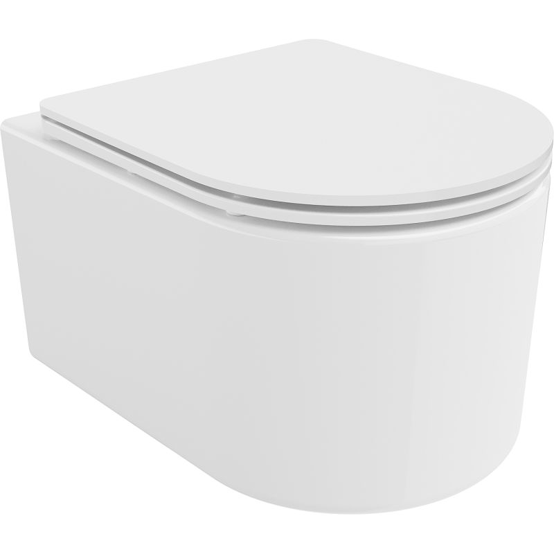 Mexen Sofia Rimless toilet bowl with a slim soft close toilet seat, Thermosetting polymer, White - 30540300