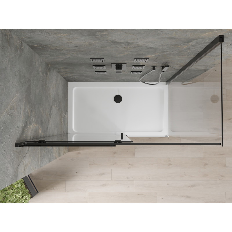 Mexen Omega sliding shower cabin 130 x 70 cm, transparent, black + Flat tray, white - 825-130-070-70-00-4010B